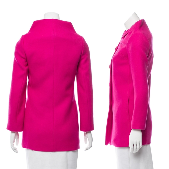 Kate Spade Etta Bow Snapdragon Pink Wool Coat 4 - Picture 3 of 9